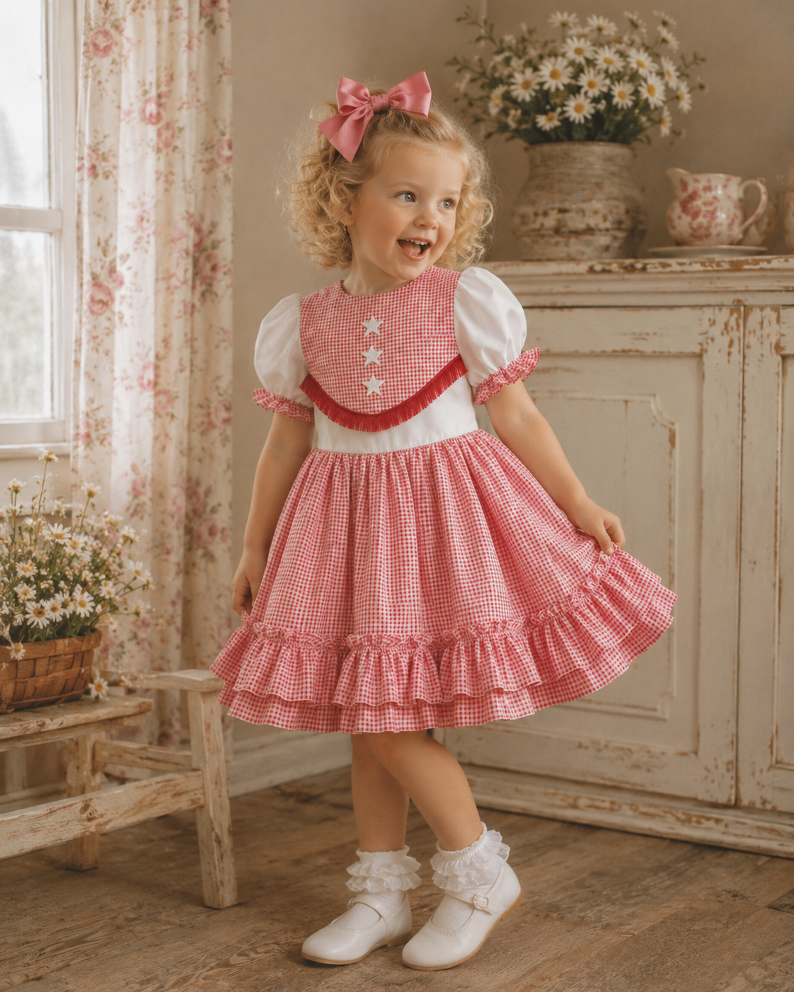 Red Gingham Lid'l Dolly