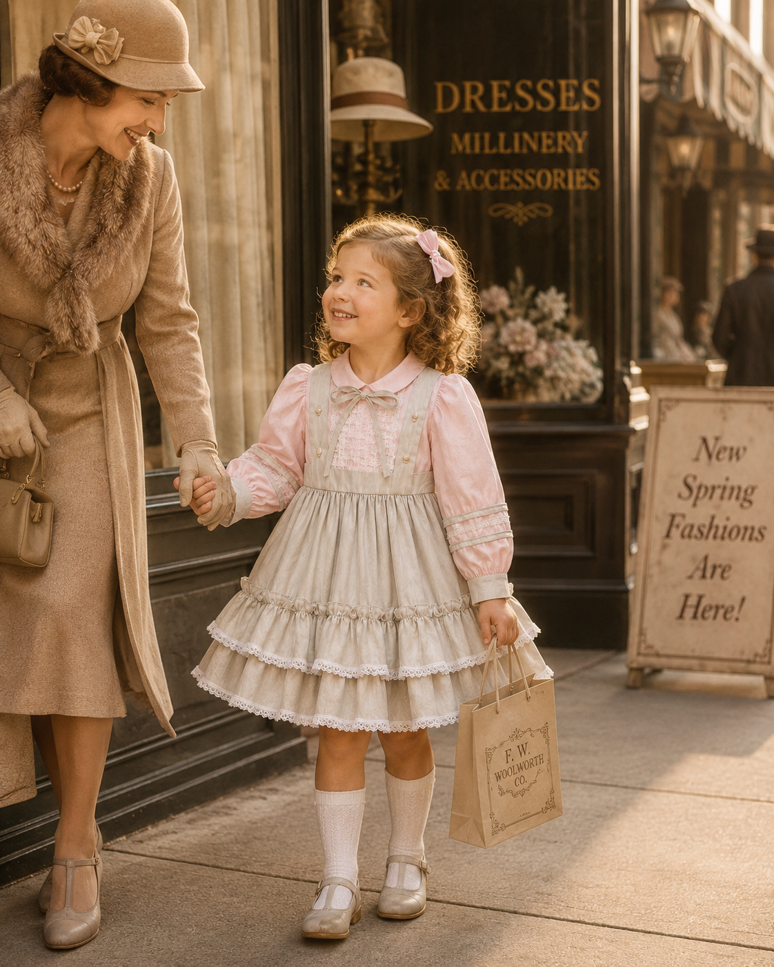 Marthas Miniatures Pink & Grey Dress