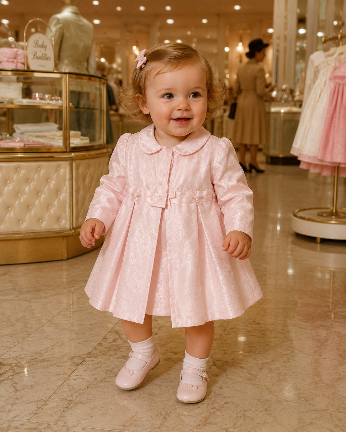 Bonnie Jean Satinesque Dress & Coat Set