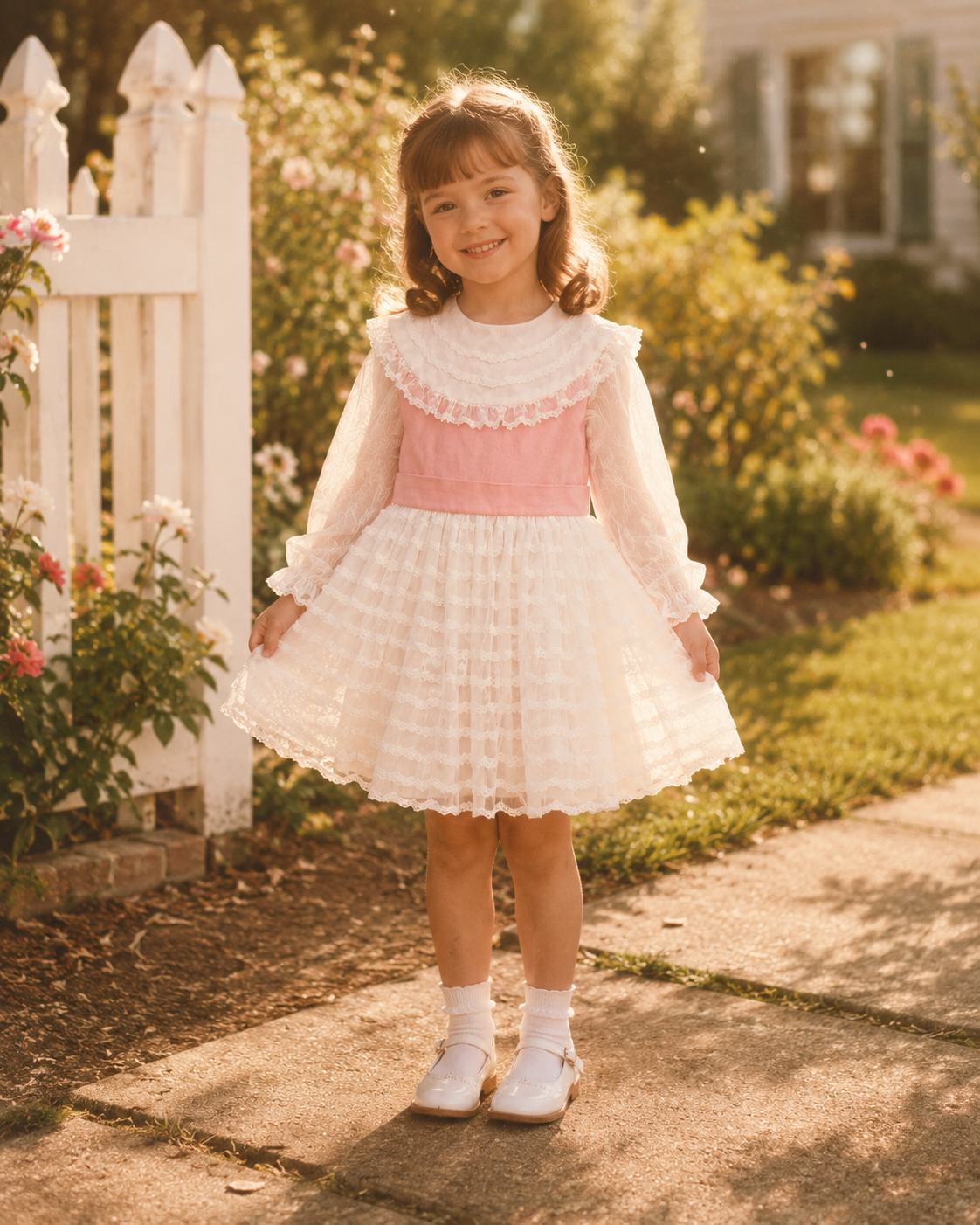 Pink & White Marthas Miniatures Frill Dress