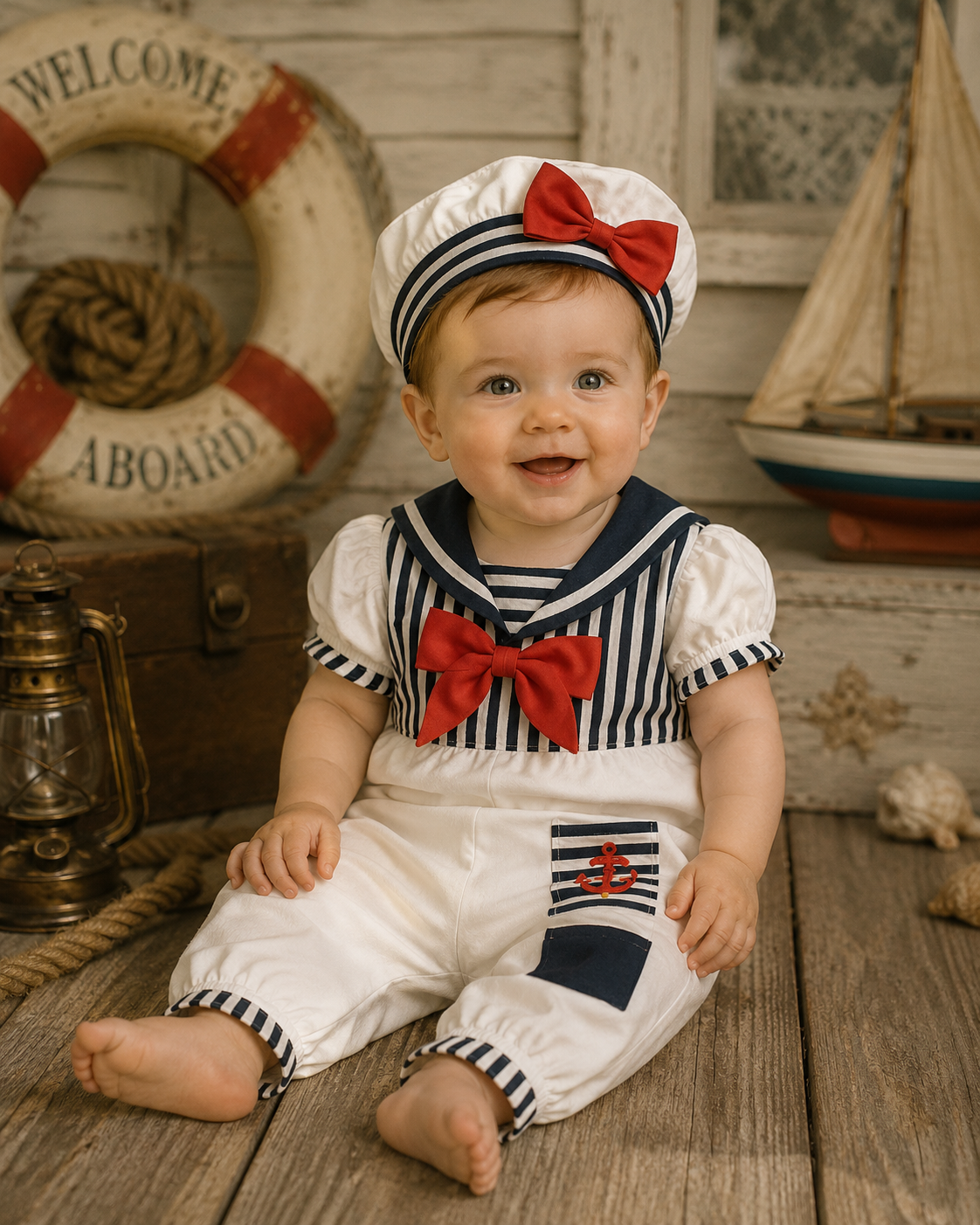 Vintage Sailor Romper & Hat