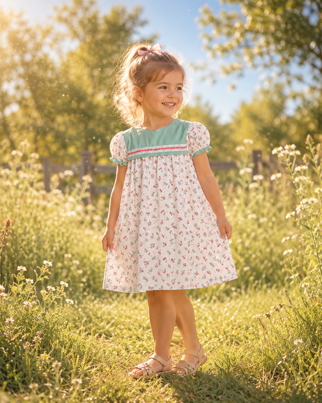 Vintage Dainty Floral Green Dress