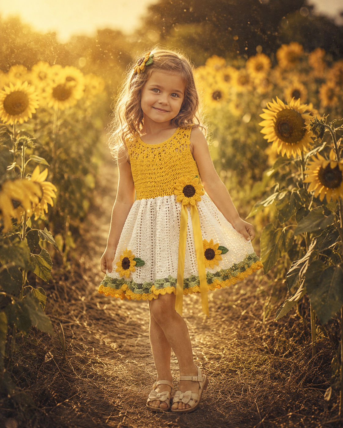 Modern Crochet Sunflower Dress