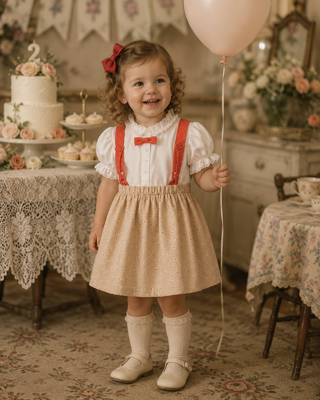 Vintage Beige Suspender Dress