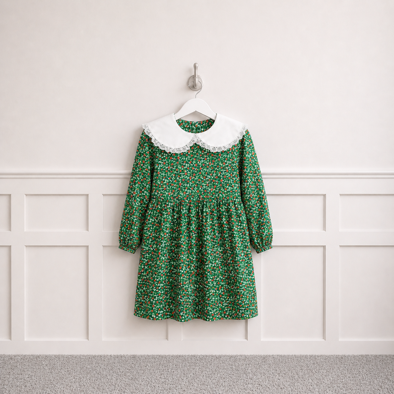 Green Peterpan Xmas Floral Dress
