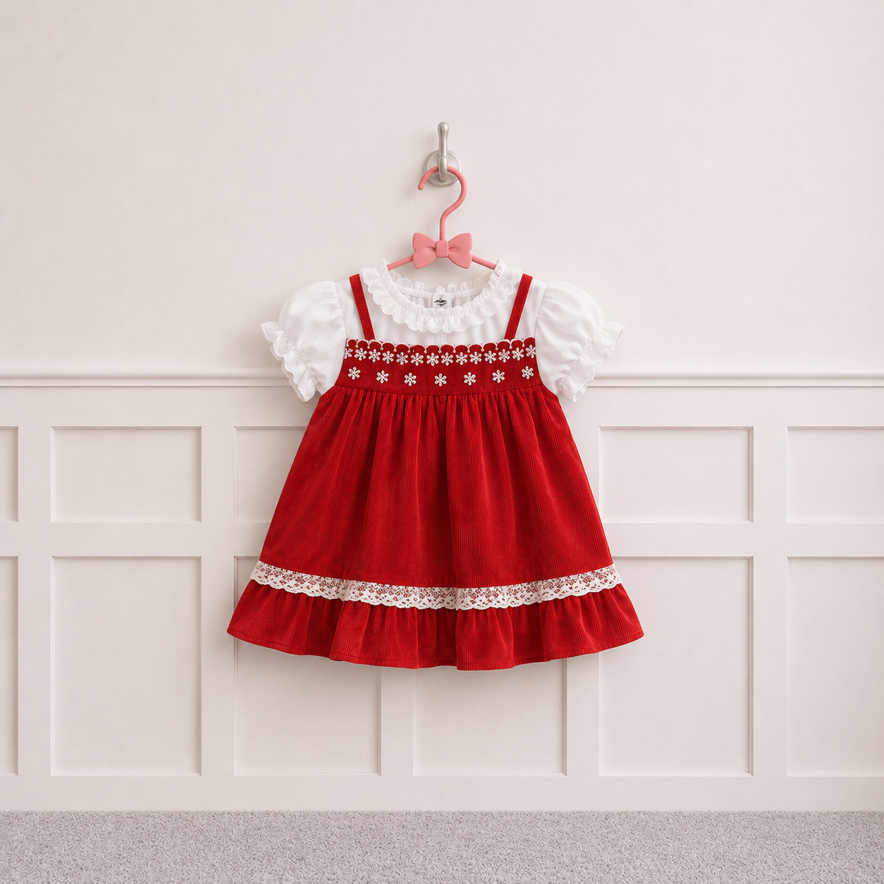 Vintage Puff Sleeve Red Dress
