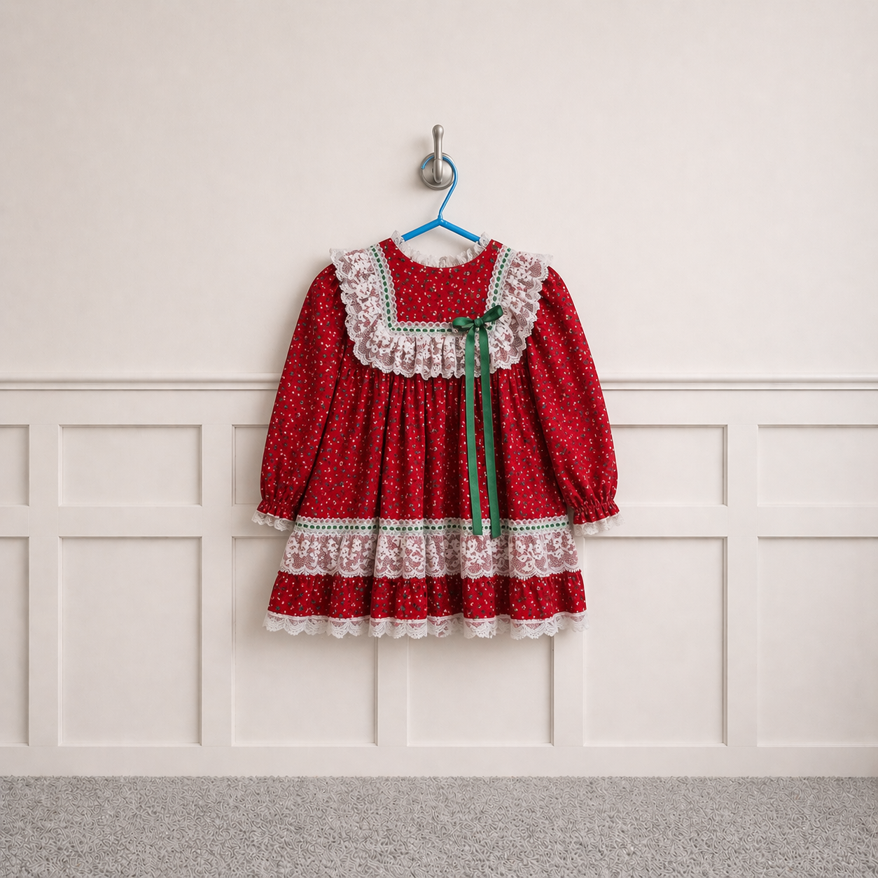 Vintage Bryan Red W/ Green Satin Ribbon