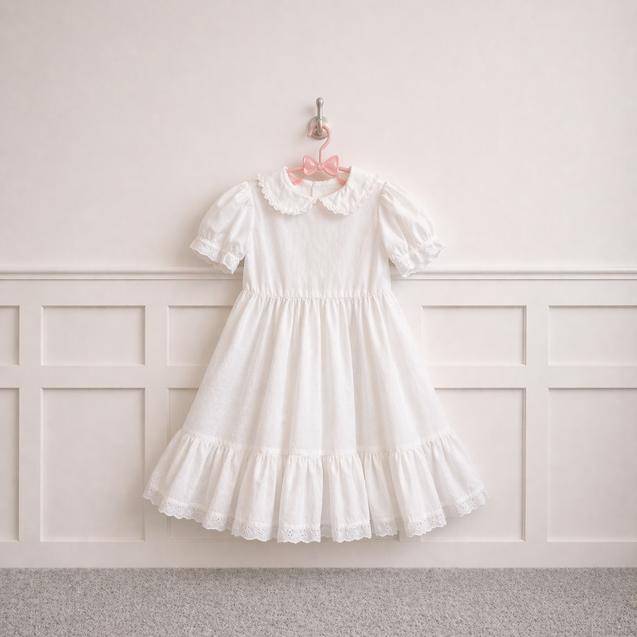 Vintage White Dotted texture dress