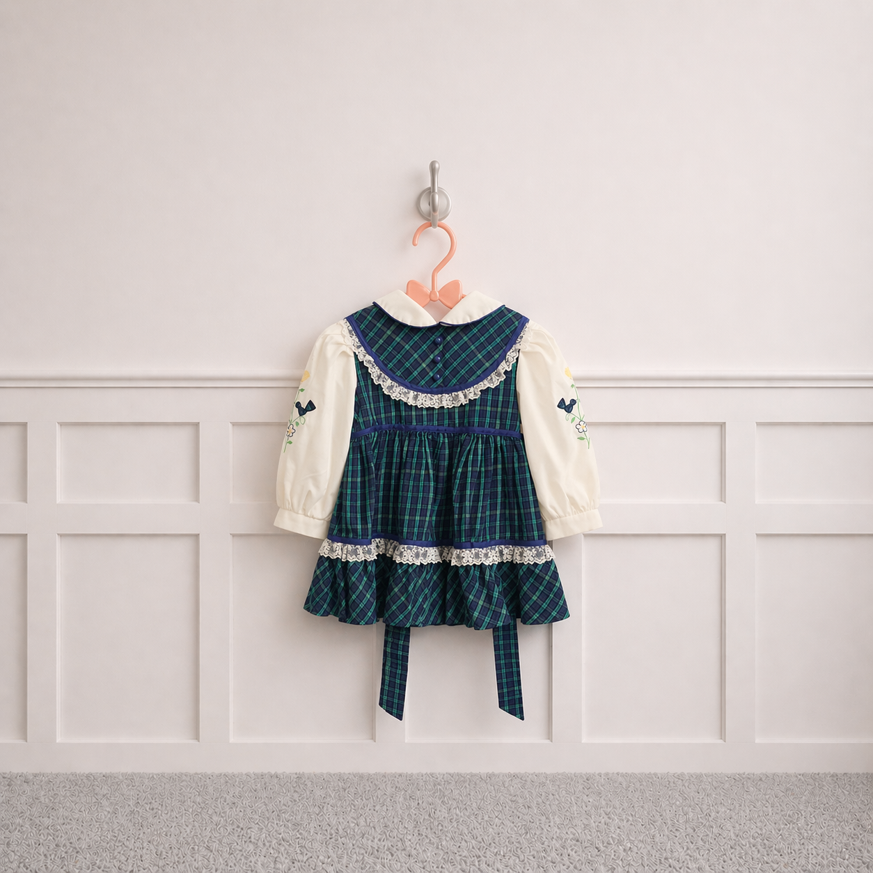 Vintage bird plaid dress
