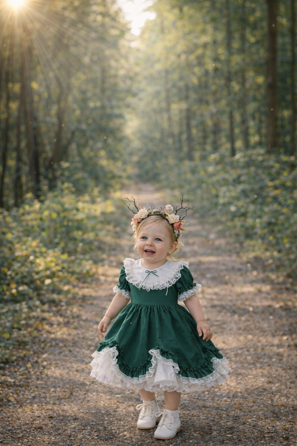 Lid'l Dolly Forest Green Ruffle Dress