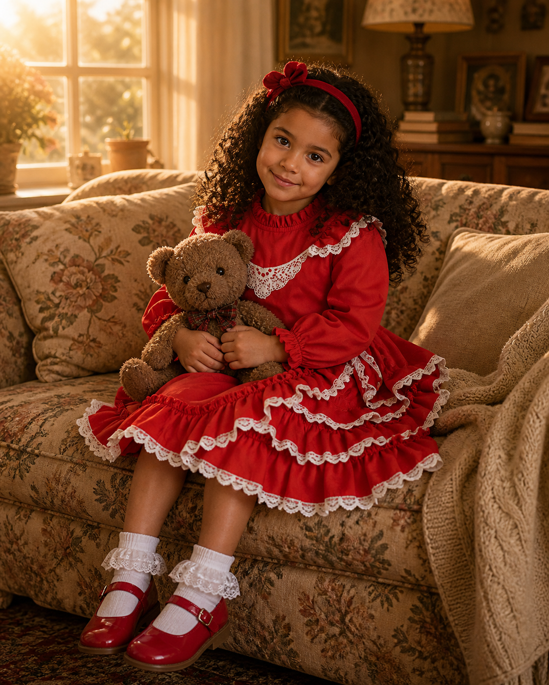 Red Winnie The Pooh Ruffle Dress